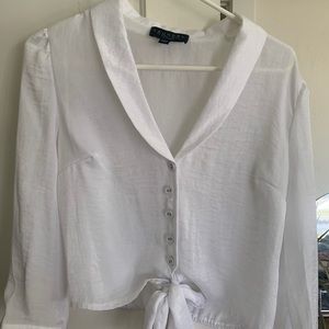 Womens button down and wrap tie front blouse